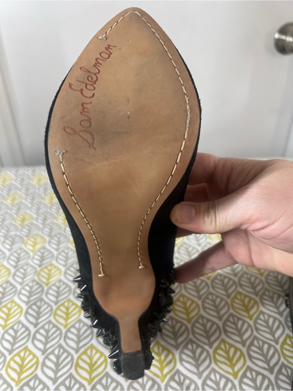 Sam Edelman Black Studded Suede Platform Pumps - Picture 6 of 10